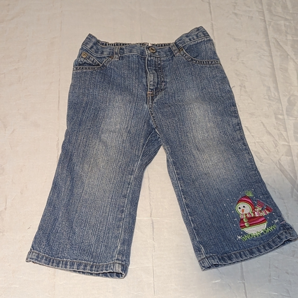 Old Navy Kids Blue Jeans with Snowman Design